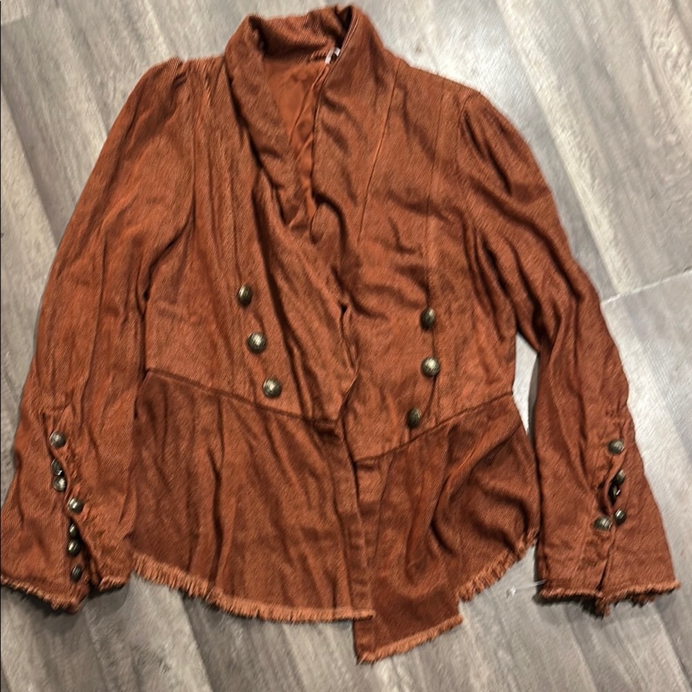 Free Prople - Women's Brown Jacket with Button Details